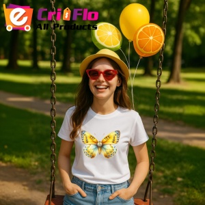 Tricou Fluture galben deschis cu accente albastre pastel Copii | Dama | Barbat Barbat - Img 10
