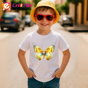 Tricou Fluture galben deschis cu accente albastre pastel Copii | Dama | Barbat Barbat - Img 13