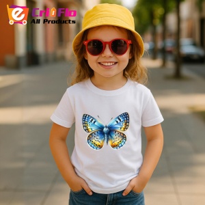 Tricou Fluture galben si albastru cu buline elegante design retro Copii | Dama | Barbat Barbat - Img 14