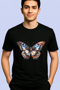 Tricou Fluture maro cu accente albastre design exotic elegant Copii | Dama | Barbat Barbat - Img 5
