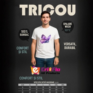 Tricou Fluture mov pastel cu accente albe si tonuri fine Copii | Dama | Barbat Barbat - Img 9