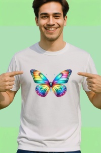 Tricou Fluture multicolor cu efect gradient in tonuri neon Copii | Dama | Barbat Barbat - Img 2