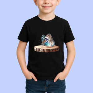 Tricou Fluture pe buturuga stil rustic cu nuante naturale Copii | Dama | Barbat Barbat - Img 5