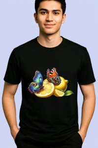 Tricou Fluture pe felii de lamaie desen decorativ estival Copii | Dama | Barbat Barbat - Img 5