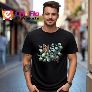 Tricou Fluture pe frunze de eucalipt stil natural minimalist Copii | Dama | Barbat Barbat - Img 17