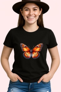 Tricou Fluture portocaliu clasic cu negru in stil monarch Copii | Dama | Barbat Barbat - Img 7