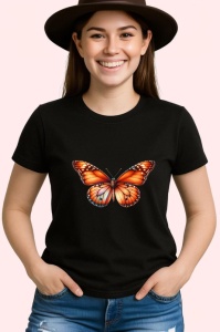 Tricou Fluture portocaliu pastel cu aripi translucide Copii | Dama | Barbat Barbat - Img 1