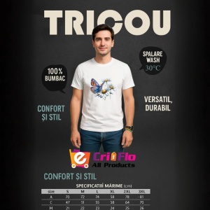 Tricou Fluture portocaliu pe margarete decor floral natural Copii | Dama | Barbat Barbat - Img 10