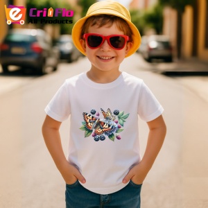 Tricou Fluture portocaliu pe mure si flori compozitie naturala Copii | Dama | Barbat Barbat - Img 14