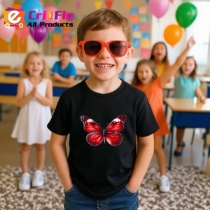 Tricou Fluture rosu cu detalii albe design elegant intens Copii | Dama | Barbat Barbat - Img 21