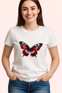 Tricou Fluture rosu si negru in stil monarch realist Copii | Dama | Barbat Barbat - Img 3