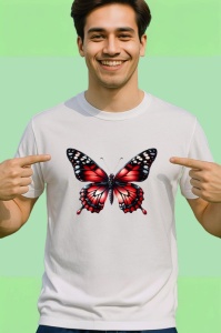 Tricou Fluture rosu si negru model clasic intens si simetric Copii | Dama | Barbat Barbat - Img 2