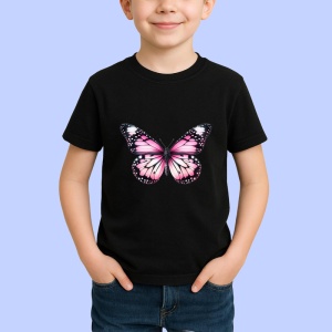 Tricou Fluture roz cu aripi deschise nuante feminine delicate Copii | Dama | Barbat Barbat - Img 5