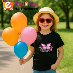 Tricou Fluture roz pe crenguta cu frunze stil feminin delicat Copii | Dama | Barbat Barbat
