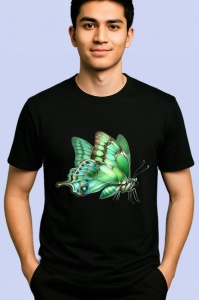 Tricou Fluture verde in tonuri deschise cu reflexii delicate Copii | Dama | Barbat Barbat - Img 5