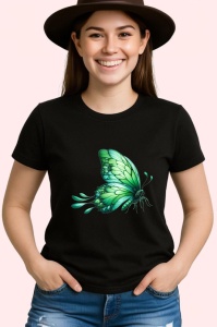 Tricou Fluture verde natural cu textura realista pe aripi Copii | Dama | Barbat Barbat - Img 7