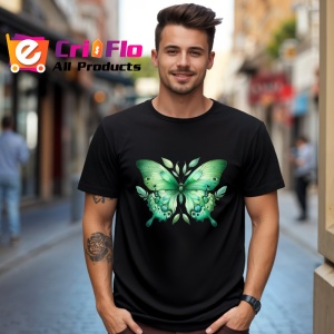 Tricou Fluture verde pastel cu simetrie naturala si frunze Copii | Dama | Barbat Barbat - Img 17