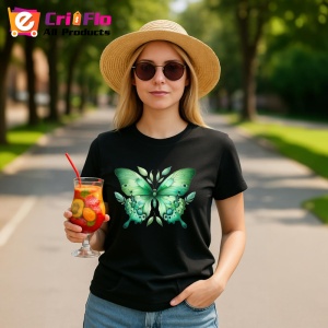Tricou Fluture verde pastel cu simetrie naturala si frunze Copii | Dama | Barbat Barbat - Img 22