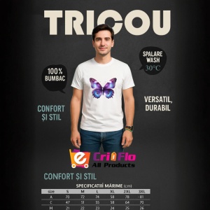 Tricou Fluture violet intens cu margini mov design regal Copii | Dama | Barbat Barbat - Img 10