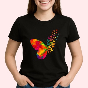 Tricou Fluturi Multicolor Negru, Copii | Dama | Barbat - Img 3