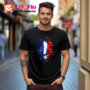Tricou France Steag Splash Art, Copii | Dama | Barbat, culoare negru - Img 4