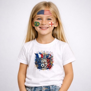Tricou France World Cup 2026 Fifa, din bumbac 100%, tricou alb, Copii | Dama | Barbat