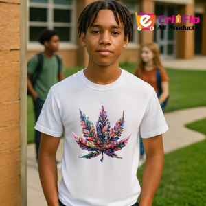 Tricou Frunza cannabis curcubeu stil graffiti Copii | Dama | Barbat - Img 5