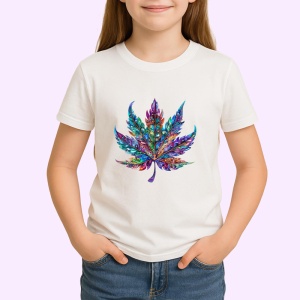 Tricou Frunza decorativa multicolora cu margini fine Copii | Dama | Barbat - Img 4