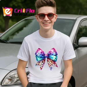 Tricou Fundita fashion imprimeu leopard roz si turcoaz in degrade curcubeu Copii | Dama | Barbat Barbat - Img 9