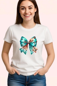 Tricou Fundita imprimeu leopard cu tonuri turcoaz si portocaliu design exotic Copii | Dama | Barbat Barbat - Img 3