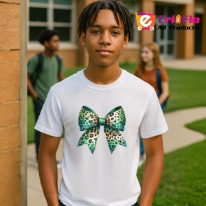 Tricou Fundita verde menta cu imprimeu leopard si accente aurii Copii | Dama | Barbat Barbat - Img 8