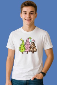 Tricou Funny Grinch Christmas Trees Digital Cricut, din bumbac 100%, tricou alb, Copii | Dama | Barbat - Img 3