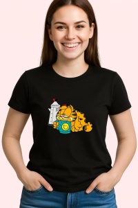Tricou Garfield Coffee Funny, din bumbac 100%, tricou negru, Dama | Barbat - Img 2