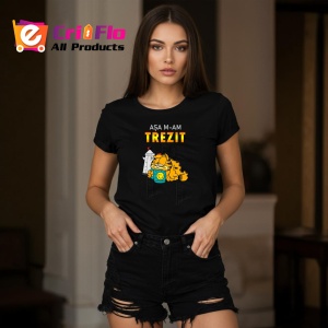 Tricou Garfield Dimineata, din bumbac 100%, tricou negru, Dama | Barbat - Img 5