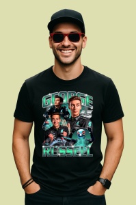 Tricou George Russell Poster Colaj Echipa Mercedes Formula 1, Copii | Dama | Barbat - Img 4