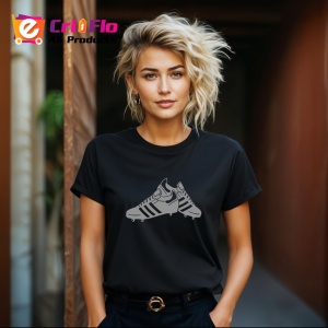 Tricou Ghete Fotbal Schita Alb Negru Sport, din bumbac 100%, tricou negru Copii | Dama | Barbat - Img 8