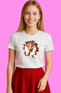 Tricou Girafa Cu Fundal Alb Si Zambet Craciun 3, din bumbac 100% Copii | Dama | Barbat - Img 3