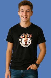 Tricou Girafa Cu Zambet Mare Craciun 2, din bumbac 100% Copii | Dama | Barbat