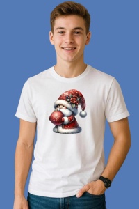 Tricou Gnome Cu Caciula Pufoasa, din bumbac 100%, tricou alb, Copii | Dama | Barbat - Img 1