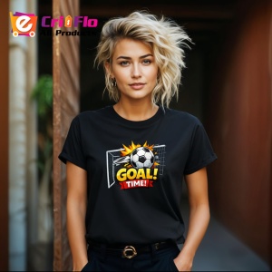 Tricou Goal Time Minge Fotbal Plasa Poarta, din bumbac 100%, tricou negru Copii | Dama | Barbat - Img 8