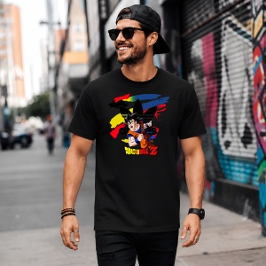 Tricou Goku Dragon Ball Z Luptator Anime Urban Graffiti, din bumbac 100%, tricou negru, Copii | Dama | Barbat - Img 5