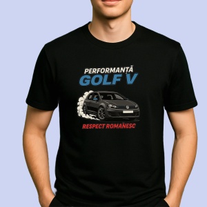 Tricou Golf V 5 performanta Respect Romanesc Negru, Copii | Dama | Barbat