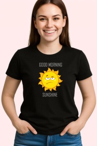 Tricou Good Morning Sunshine Soare Amuzant Zambitor, din bumbac 100%, tricou negru Copii | Dama | Barbat - Img 3