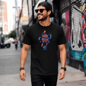 Tricou Graffiti Abstract Urban Blue Orange Art Streetwear Illustration, din bumbac 100%, tricou negru, Copii | Dama | Barbat - Img 5