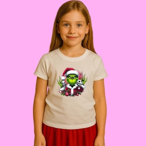 Tricou Grinch Christmas Cute Snow, din bumbac 100%, tricou alb, Copii | Dama | Barbat