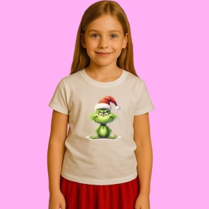 Tricou Grinch Copil Zambitor Mos Craciun, din bumbac 100%, tricou alb, Copii | Dama | Barbat - Img 2