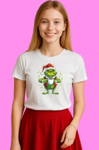 Tricou Grinch Cu Cana Verde, din bumbac 100% Copii | Dama | Barbat - Img 3