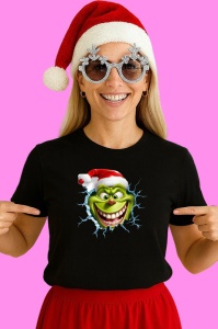 Tricou Grinch Cu Fundal Alb Si Privire Haioasa Craciun 2, din bumbac 100% Copii | Dama | Barbat - Img 3