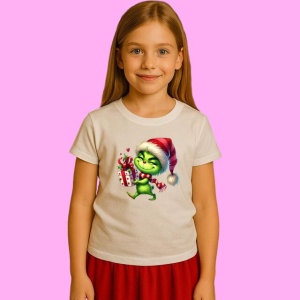 Tricou Grinch Cu Pachete Colorate De Craciun, din bumbac 100%, tricou alb, Copii | Dama | Barbat - Img 2