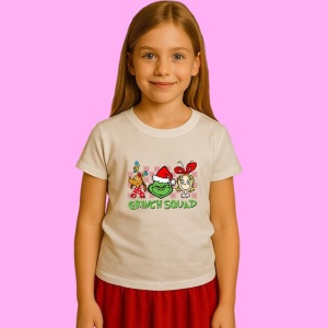 Tricou Grinch Squad Cute Christmas Group, din bumbac 100%, tricou alb, Copii | Dama | Barbat - Img 2